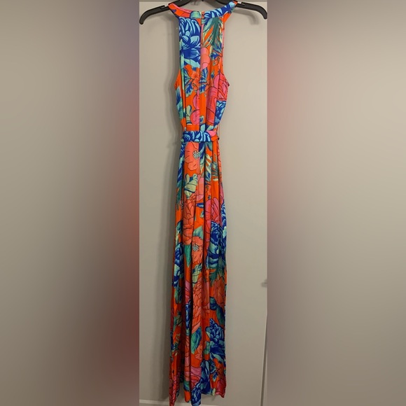 Farm Rio x Anthropologie Floral Printed Halter Wide Leg Jumpsuit size XS - Picture 11 of 15